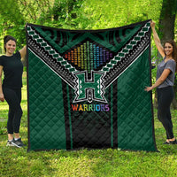 Hawaii Warriors Football Quilt Rainbow Kakau Pattern Black LT05 - Polynesian Pride