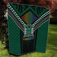 Hawaii Warriors Football Quilt Rainbow Kakau Pattern Black LT05 - Polynesian Pride
