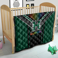 Hawaii Warriors Football Quilt Rainbow Kakau Pattern Black LT05 - Polynesian Pride