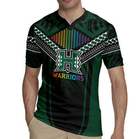 Custom Hawaii Warriors Football Rugby Jersey Rainbow Kakau Pattern Black LT05 - Polynesian Pride