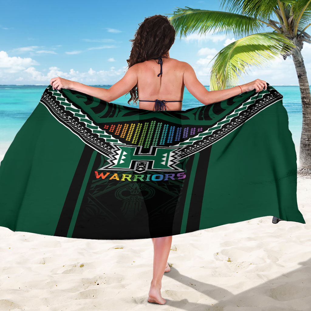 Hawaii Warriors Football Sarong Rainbow Kakau Pattern Black LT05 - Polynesian Pride