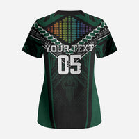 Custom Hawaii Warriors Football Scrub Top Rainbow Kakau Pattern Black LT05 - Polynesian Pride