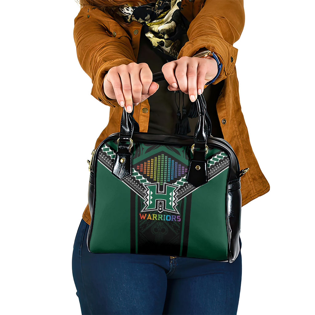 Hawaii Warriors Football Shoulder Handbag Rainbow Kakau Pattern Black LT05 One Size Black - Polynesian Pride