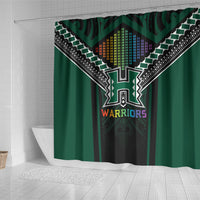 Hawaii Warriors Football Shower Curtain Rainbow Kakau Pattern Black LT05 - Polynesian Pride
