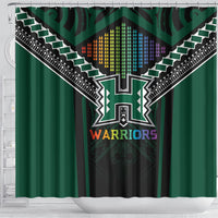 Hawaii Warriors Football Shower Curtain Rainbow Kakau Pattern Black LT05 - Polynesian Pride