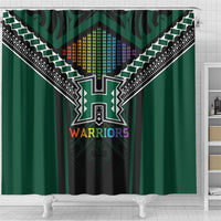 Hawaii Warriors Football Shower Curtain Rainbow Kakau Pattern Black LT05 - Polynesian Pride
