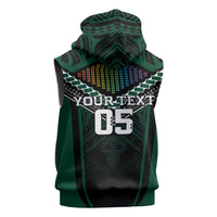 Custom Hawaii Warriors Football Sleeveless Hoodie Rainbow Kakau Pattern Black LT05 - Polynesian Pride