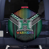 Hawaii Warriors Football Spare Tire Cover Rainbow Kakau Pattern Black LT05 No hole Black - Polynesian Pride