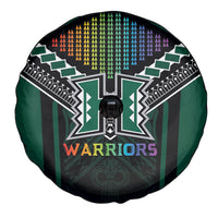 Hawaii Warriors Football Spare Tire Cover Rainbow Kakau Pattern Black LT05 - Polynesian Pride