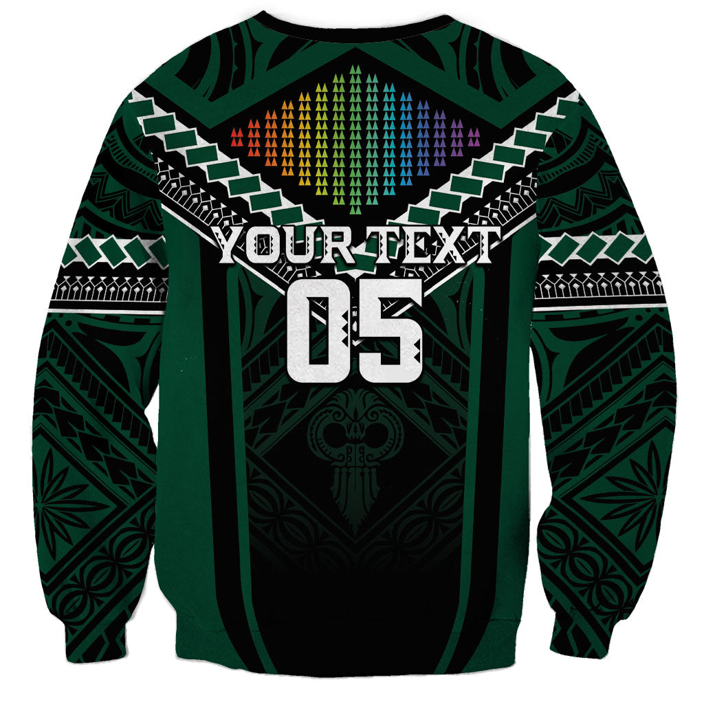 Custom Hawaii Warriors Football Sweatshirt Rainbow Kakau Pattern Black LT05 - Polynesian Pride
