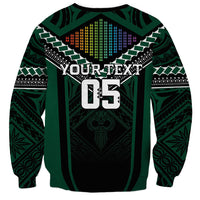 Custom Hawaii Warriors Football Sweatshirt Rainbow Kakau Pattern Black LT05 - Polynesian Pride