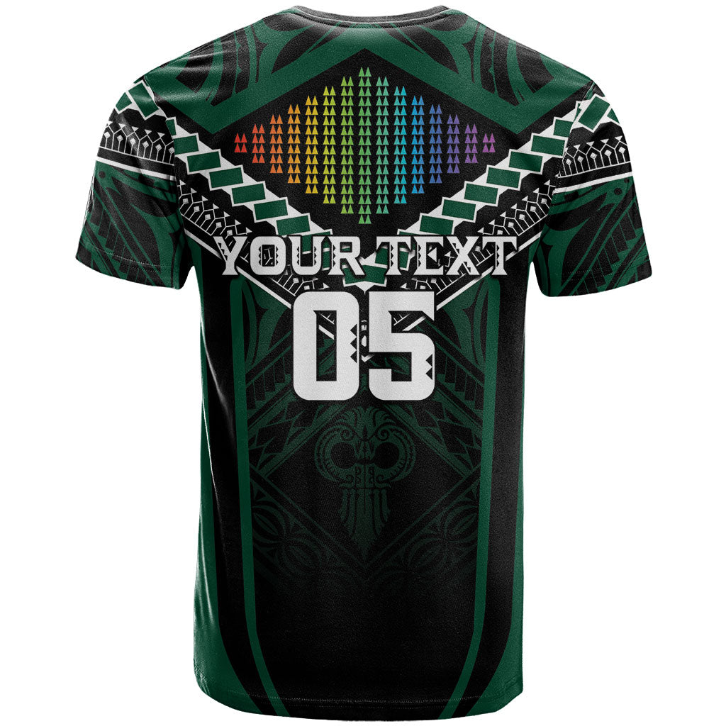 Custom Hawaii Warriors Football T Shirt Rainbow Kakau Pattern Black LT05 - Polynesian Pride