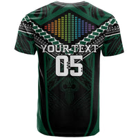 Custom Hawaii Warriors Football T Shirt Rainbow Kakau Pattern Black LT05 - Polynesian Pride