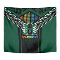 Hawaii Warriors Football Tapestry Rainbow Kakau Pattern Black LT05 - Polynesian Pride