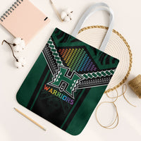 Hawaii Warriors Football Tote Bag Rainbow Kakau Pattern Black LT05 White Strap One Size Black - Polynesian Pride