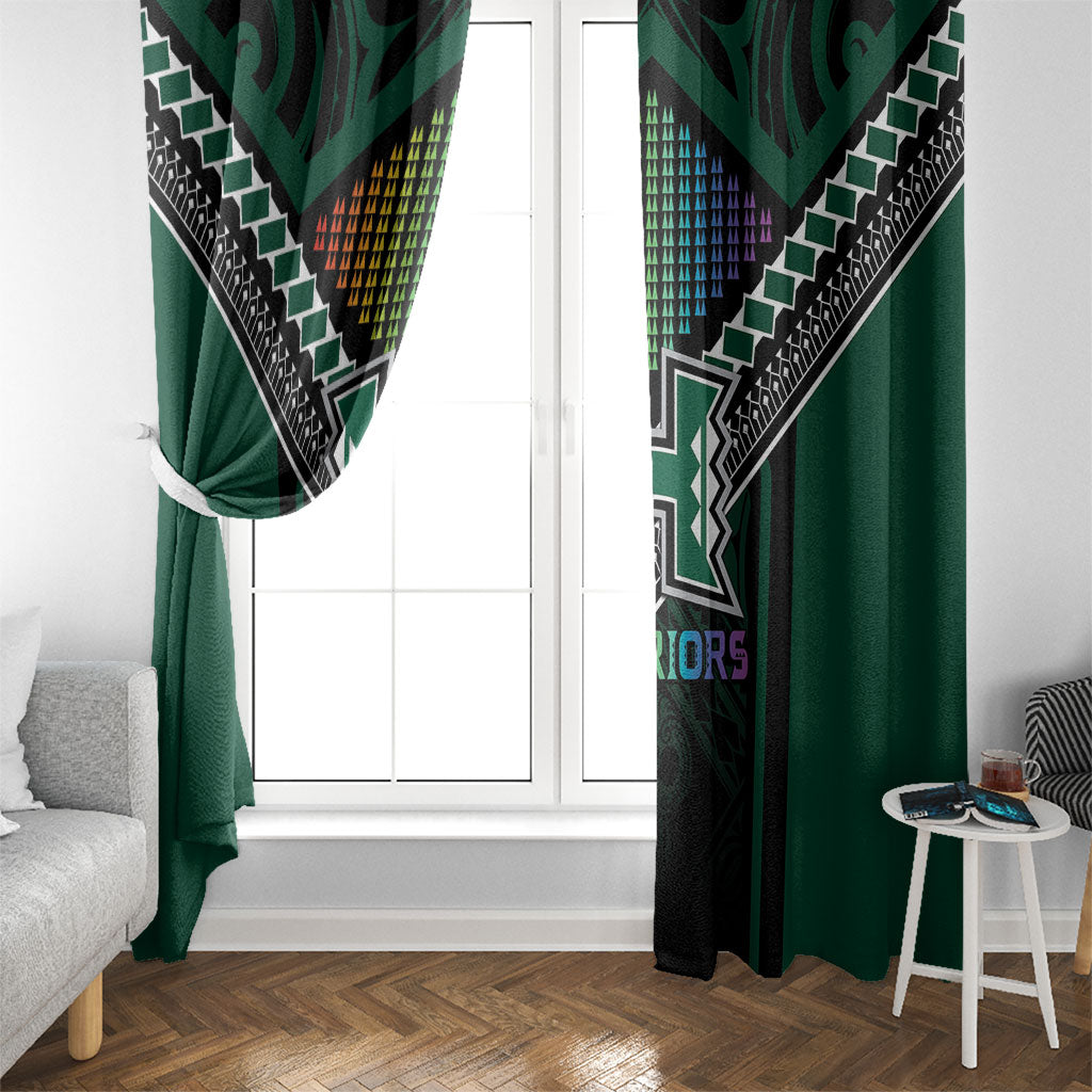 Hawaii Warriors Football Window Curtain Rainbow Kakau Pattern Black LT05 - Polynesian Pride
