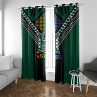 Hawaii Warriors Football Window Curtain Rainbow Kakau Pattern Black LT05 With Grommets Black - Polynesian Pride