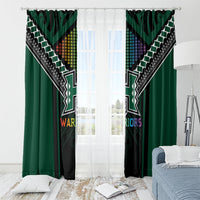 Hawaii Warriors Football Window Curtain Rainbow Kakau Pattern Black LT05 - Polynesian Pride