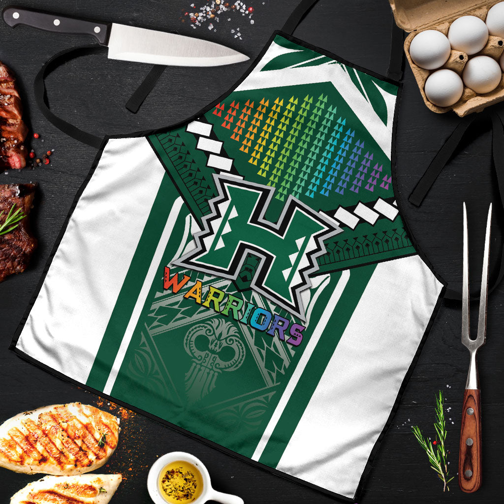 Hawaii Warriors Football Apron Rainbow Kakau Pattern Green LT05 Green - Polynesian Pride