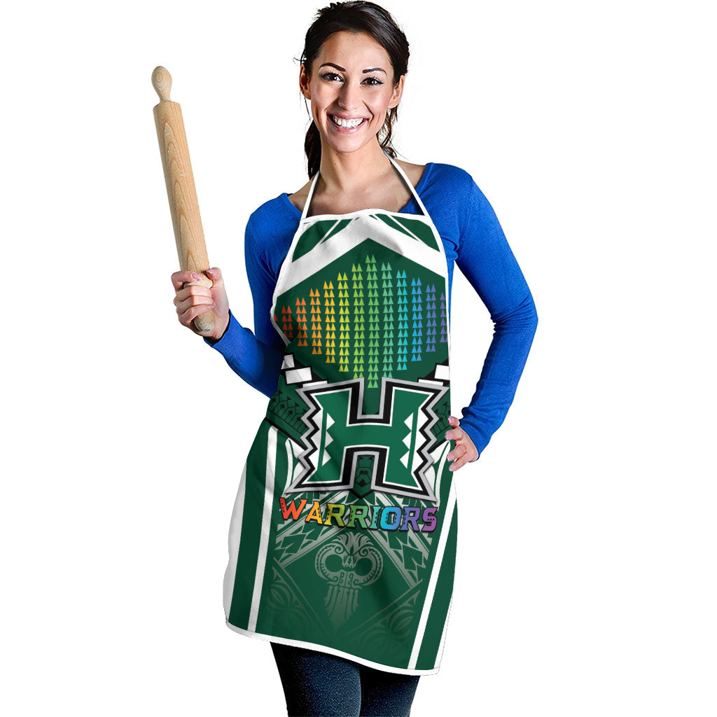 Hawaii Warriors Football Apron Rainbow Kakau Pattern Green LT05 - Polynesian Pride