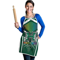 Hawaii Warriors Football Apron Rainbow Kakau Pattern Green LT05 - Polynesian Pride