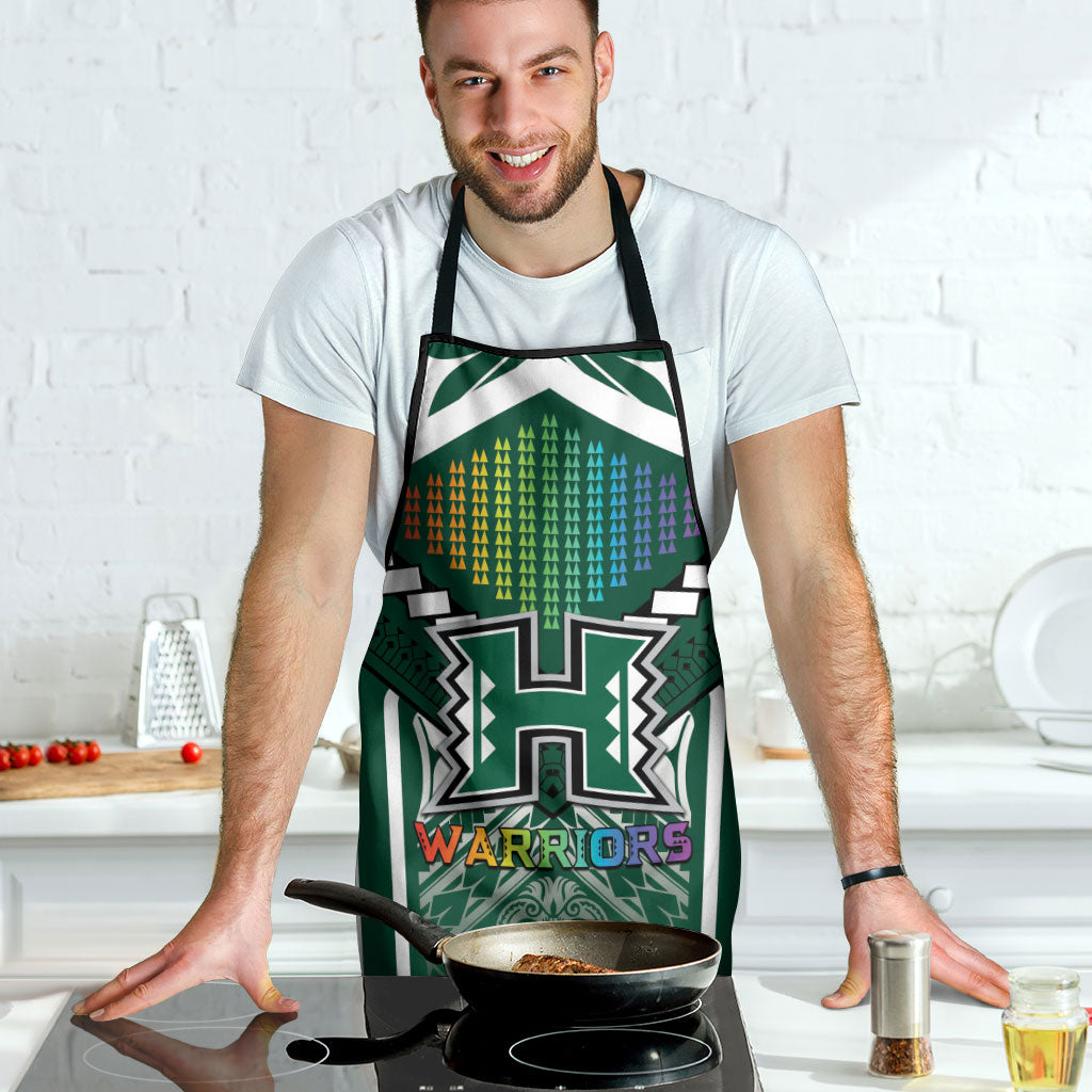 Hawaii Warriors Football Apron Rainbow Kakau Pattern Green LT05 - Polynesian Pride
