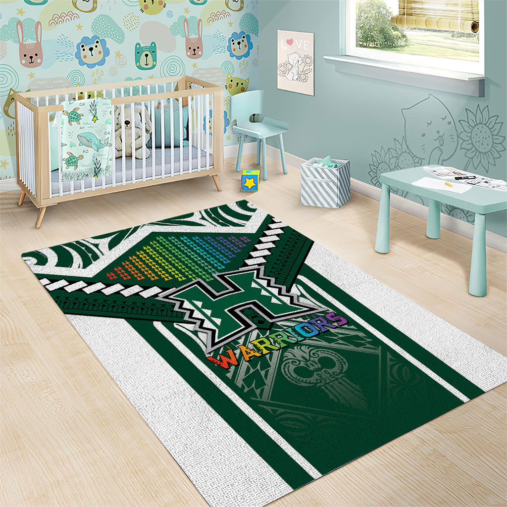 Hawaii Warriors Football Area Rug Rainbow Kakau Pattern Green LT05 - Polynesian Pride
