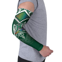 Custom Hawaii Warriors Football Arm Sleeves Rainbow Kakau Pattern Green LT05 - Polynesian Pride