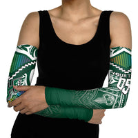 Custom Hawaii Warriors Football Arm Sleeves Rainbow Kakau Pattern Green LT05 - Polynesian Pride