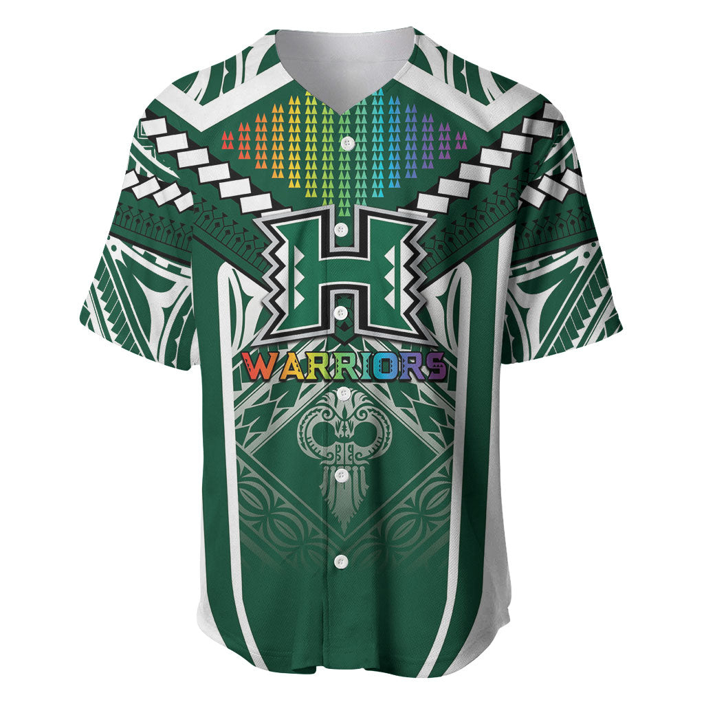 Custom Hawaii Warriors Football Baseball Jersey Rainbow Kakau Pattern Green LT05 Green - Polynesian Pride