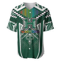 Custom Hawaii Warriors Football Baseball Jersey Rainbow Kakau Pattern Green LT05 Green - Polynesian Pride