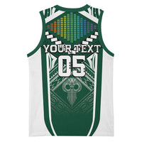 Custom Hawaii Warriors Football Basketball Jersey Rainbow Kakau Pattern Green LT05 - Polynesian Pride