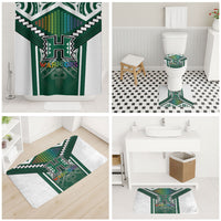 Hawaii Warriors Football Bathroom Set Rainbow Kakau Pattern Green LT05 - Polynesian Pride