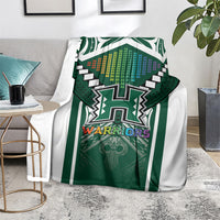Hawaii Warriors Football Blanket Rainbow Kakau Pattern Green LT05 - Polynesian Pride