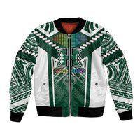 Custom Hawaii Warriors Football Bomber Jacket Rainbow Kakau Pattern Green LT05 Unisex Green - Polynesian Pride