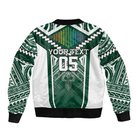 Custom Hawaii Warriors Football Bomber Jacket Rainbow Kakau Pattern Green LT05 - Polynesian Pride