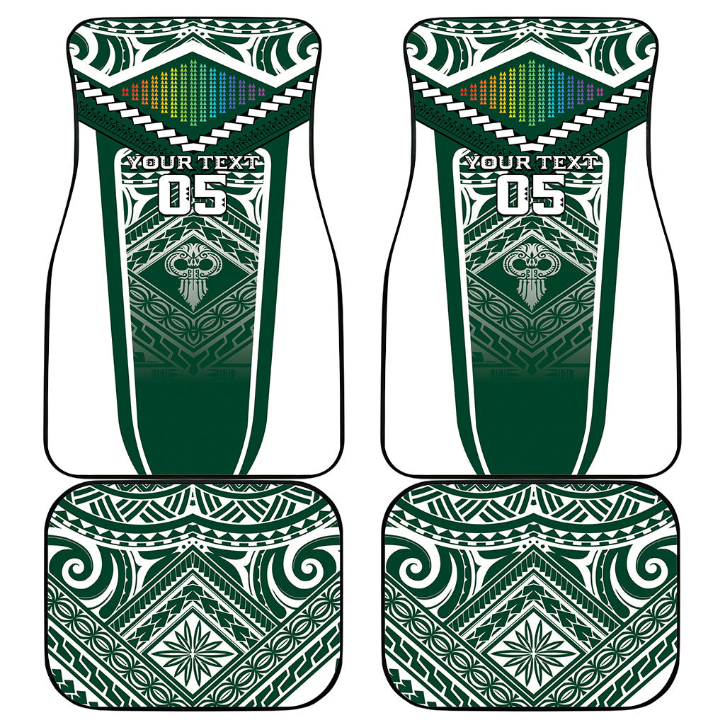 Custom Hawaii Warriors Football Car Mats Rainbow Kakau Pattern Green LT05 - Polynesian Pride