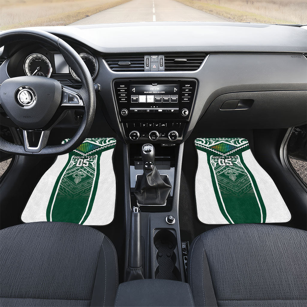 Custom Hawaii Warriors Football Car Mats Rainbow Kakau Pattern Green LT05 Set 2pcs - Front Green - Polynesian Pride