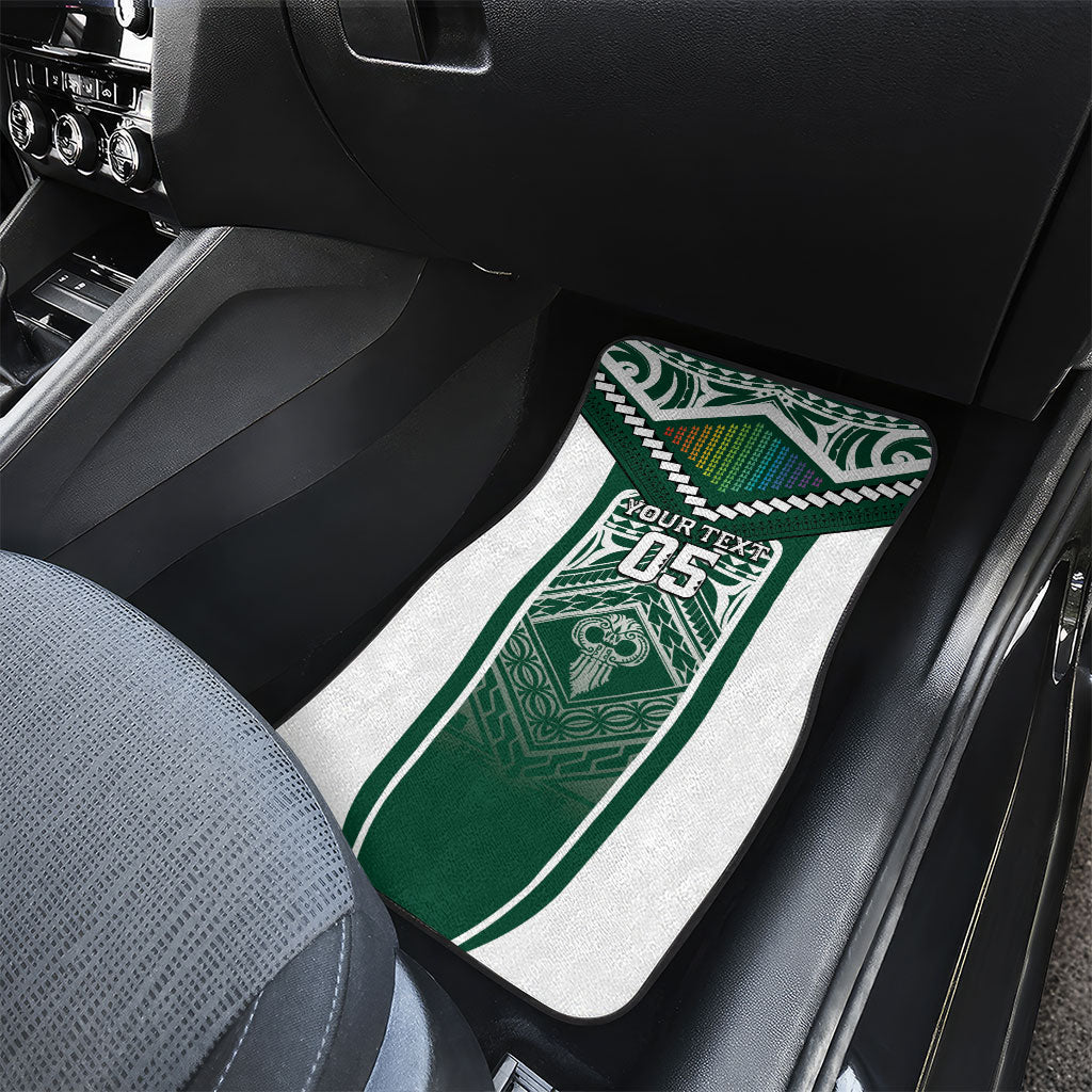Custom Hawaii Warriors Football Car Mats Rainbow Kakau Pattern Green LT05 - Polynesian Pride