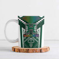 Custom Hawaii Warriors Football Ceramic Mug Rainbow Kakau Pattern Green LT05 Green - Polynesian Pride