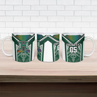 Custom Hawaii Warriors Football Ceramic Mug Rainbow Kakau Pattern Green LT05 - Polynesian Pride