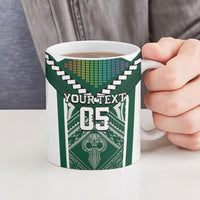 Custom Hawaii Warriors Football Ceramic Mug Rainbow Kakau Pattern Green LT05 - Polynesian Pride