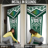 Custom Hawaii Warriors Football Door Cover Rainbow Kakau Pattern Green LT05 - Polynesian Pride