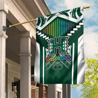 Hawaii Warriors Football Garden Flag Rainbow Kakau Pattern Green LT05 House Flag Green - Polynesian Pride