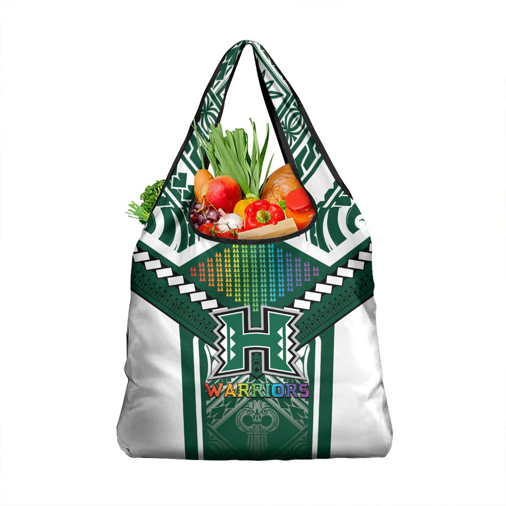 Hawaii Warriors Football Grocery Bag Rainbow Kakau Pattern Green LT05 1-pack One Size Green - Polynesian Pride