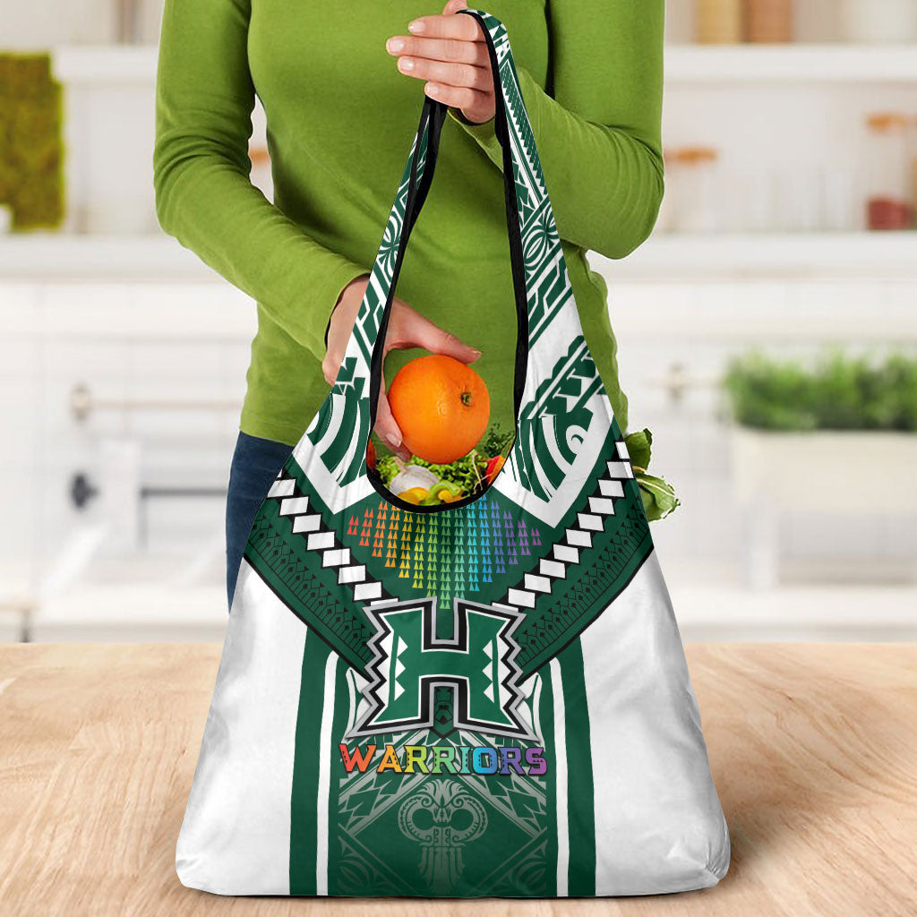 Hawaii Warriors Football Grocery Bag Rainbow Kakau Pattern Green LT05 - Polynesian Pride