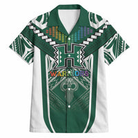 Custom Hawaii Warriors Football Hawaiian Shirt Rainbow Kakau Pattern Green LT05 Green - Polynesian Pride