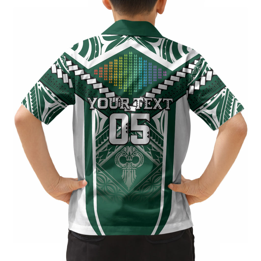 Custom Hawaii Warriors Football Hawaiian Shirt Rainbow Kakau Pattern Green LT05 - Polynesian Pride