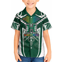 Custom Hawaii Warriors Football Kid Hawaiian Shirt Rainbow Kakau Pattern Green LT05 Kid Green - Polynesian Pride