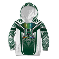 Custom Hawaii Warriors Football Kid Hoodie Rainbow Kakau Pattern Green LT05 Hoodie Green - Polynesian Pride